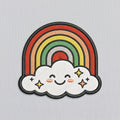Choose Joy Retro Rainbow Cloud Positive Embroidered Heat Seal Patch Hoodie 4 Inch
