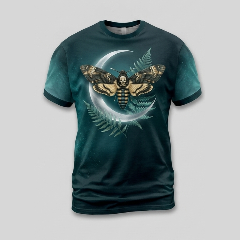 Totenkopfschwärmer Silbermond Allover-Print T-Shirt