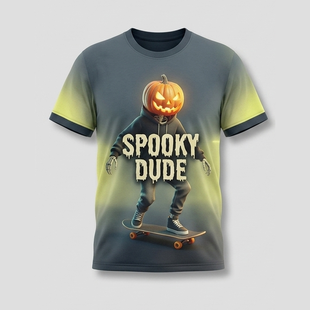 Spooky Dude Skateboarding Skeleton Streetwear Aop Tshirt