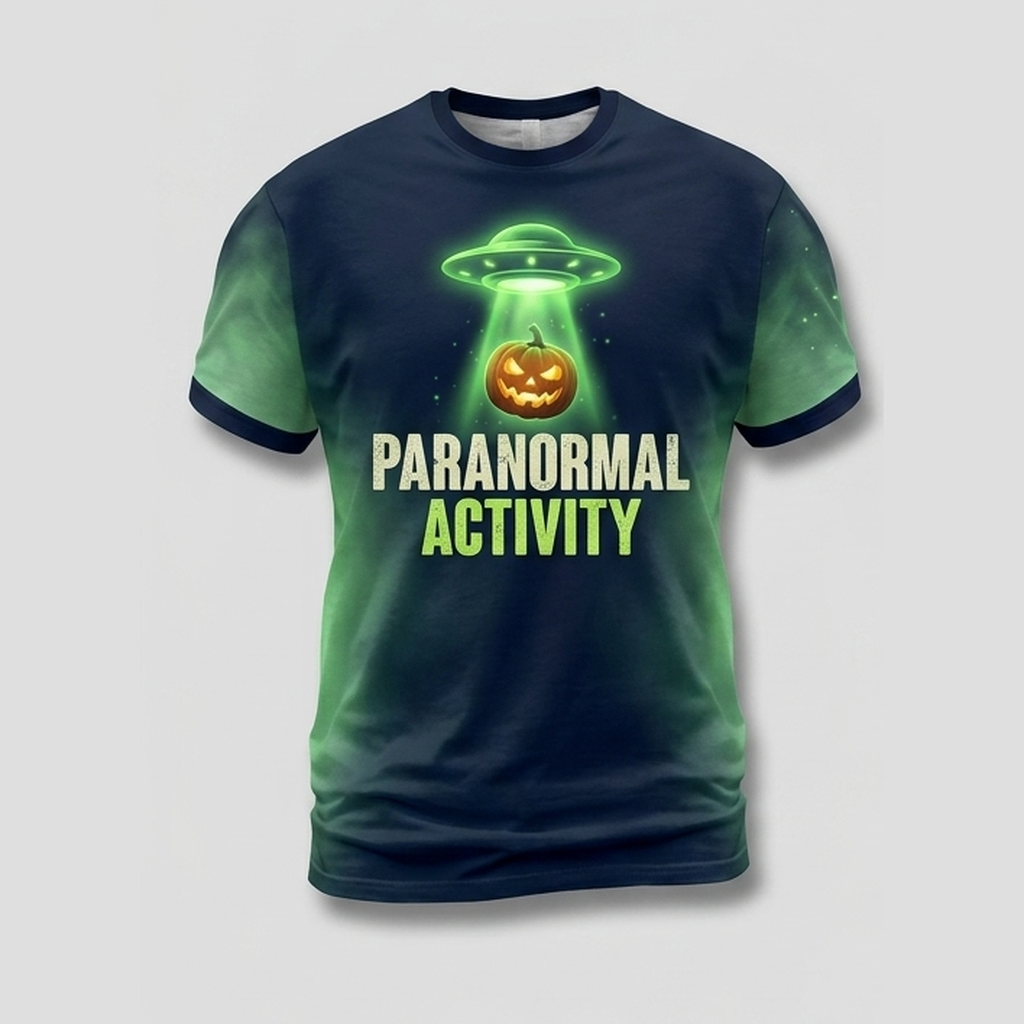 Paranormale Aktivität Retro Ufo Kürbis Allover-Print T-Shirt
