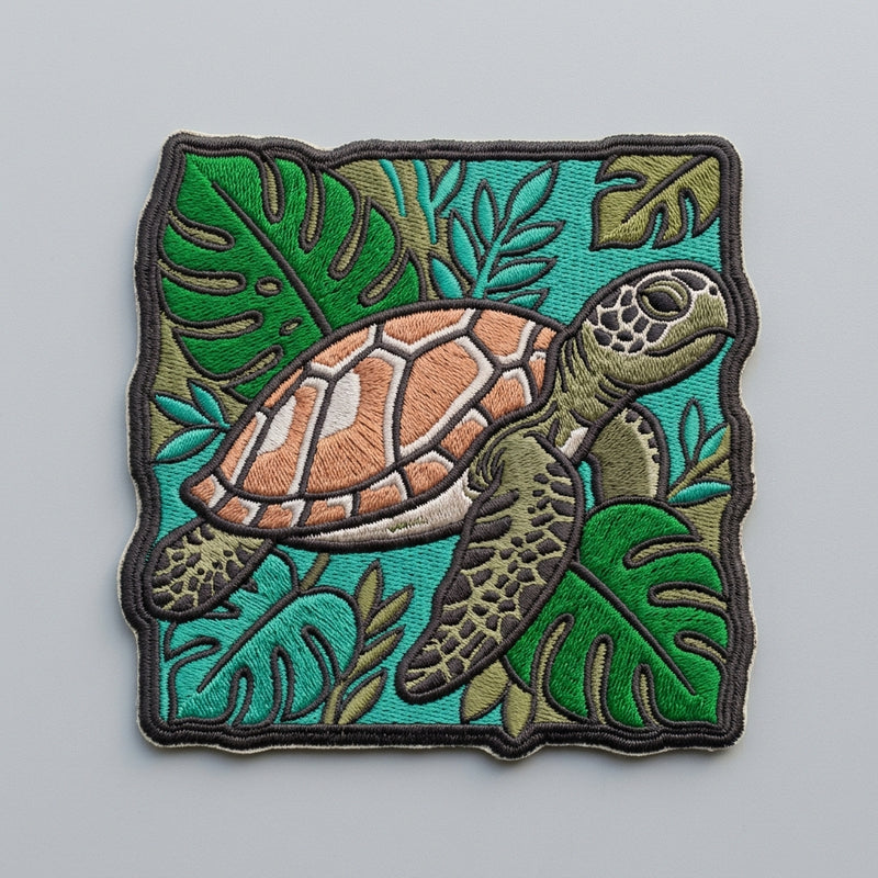Gut Ding will Weile haben Schildkröte Monstera Bestickter Aufnäher zum Aufbügeln Rucksack 10 cm