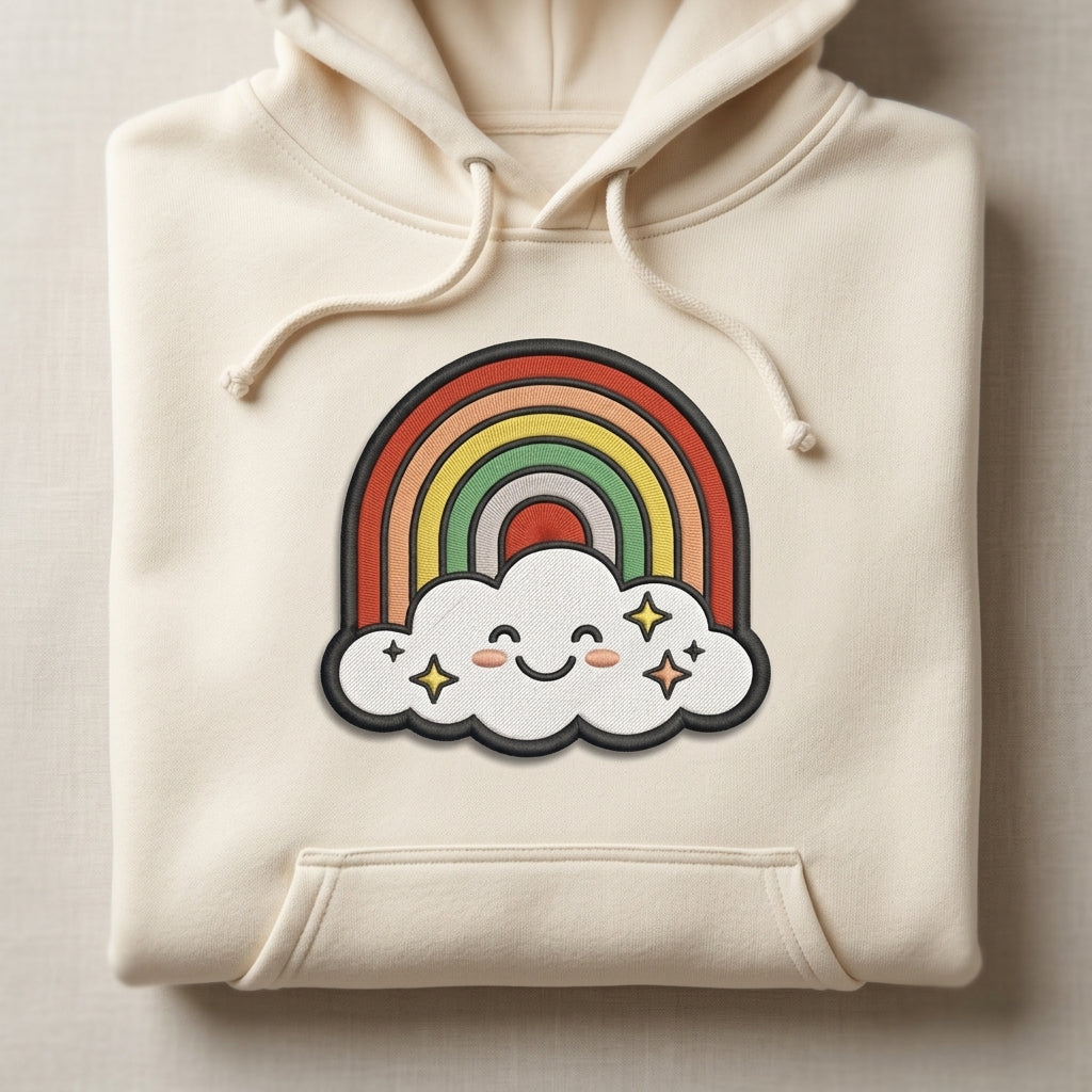 Choose Joy Retro Rainbow Cloud Positive Embroidered Heat Seal Patch Hoodie 4 Inch