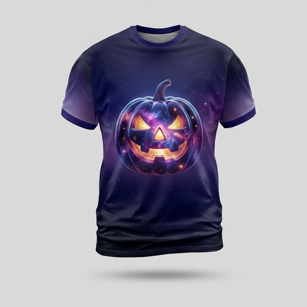 Cosmic Galaxy Glas Kürbis Laterne Aop T-Shirt