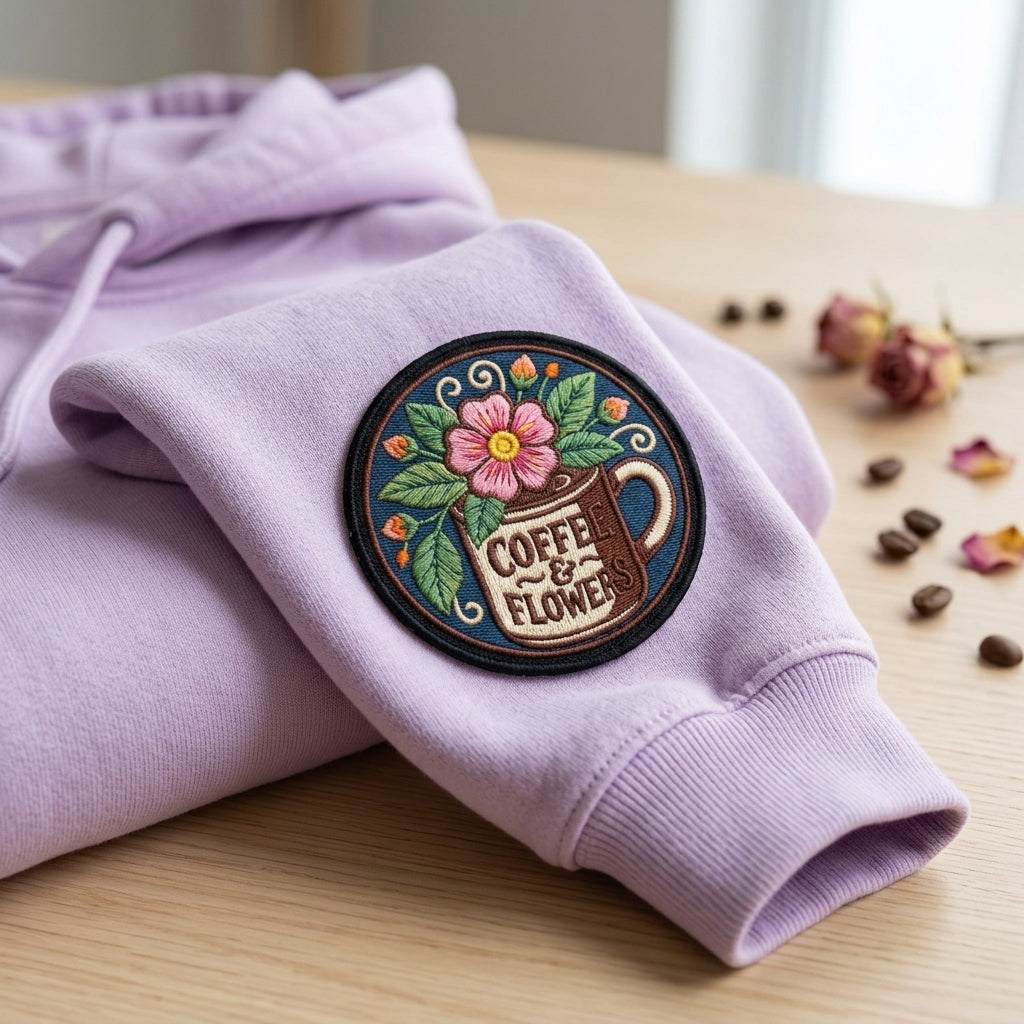 Kindness Is Magic Retro Coffee Flower Positive Embroidered Heat Seal Patch Hoodie 4 Inch File Only