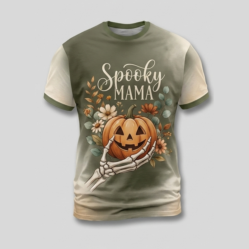 Spooky Mama Blumenskelett Hand Eukalyptus Aop T-Shirt