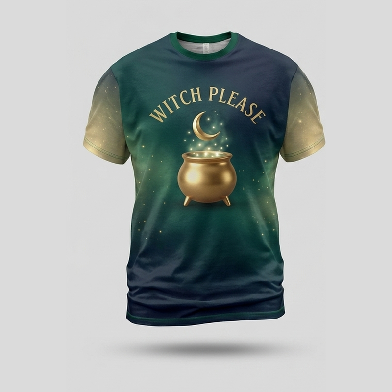 Witch Please Himmlischer goldener Magischer Kessel Aop T-Shirt