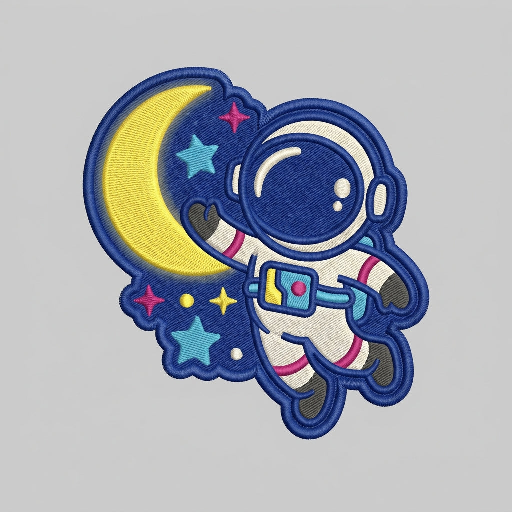 Stay Curious Astronaut Moon Star Space Embroidered Heat Seal Patch Hoodie 4 Inch File Only